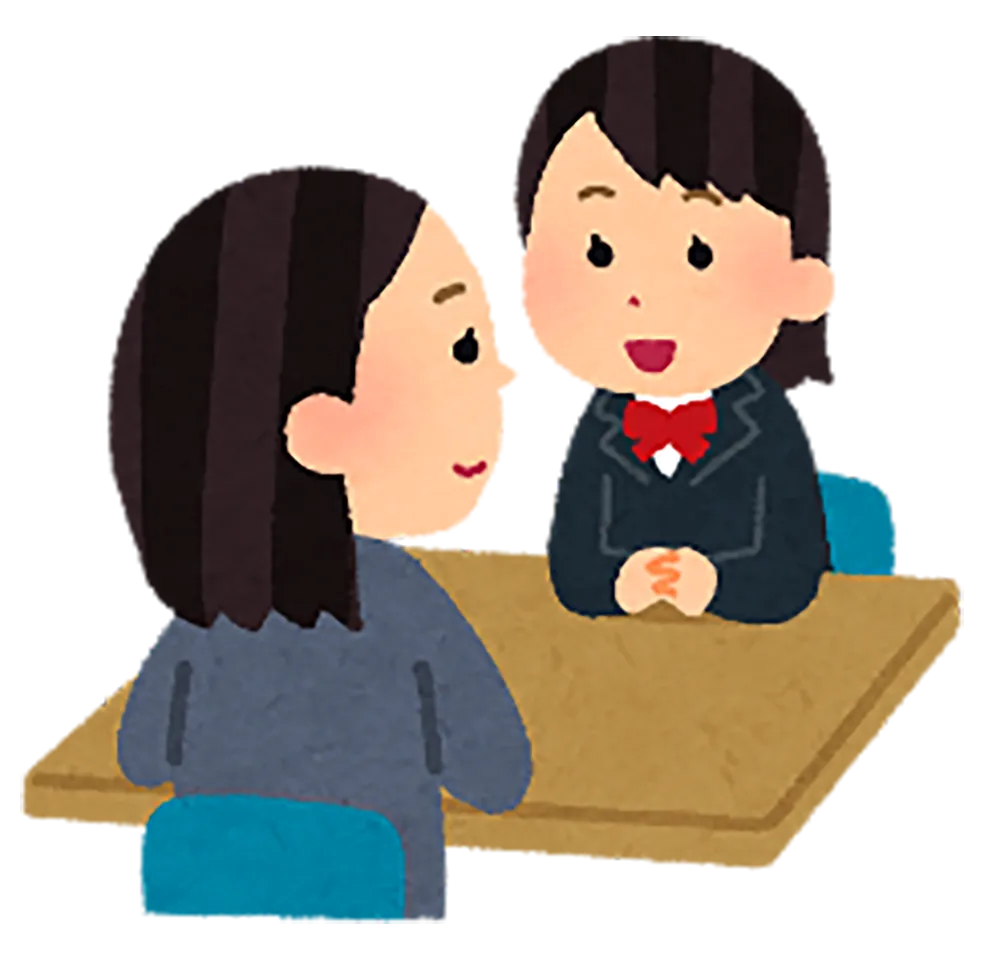 大人に相談する女子学生